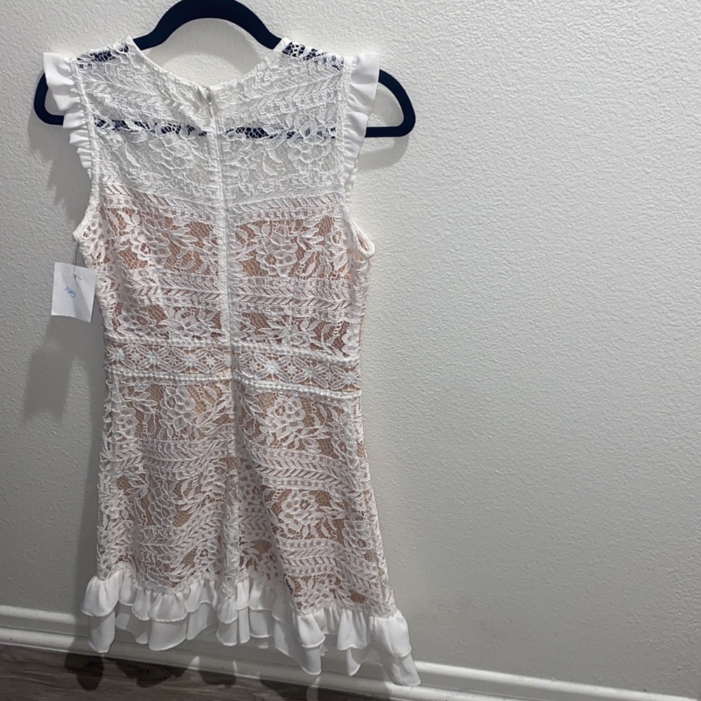 NWT Audrea White Lace & Ruffle Mini Dress - Picture 6 of 7